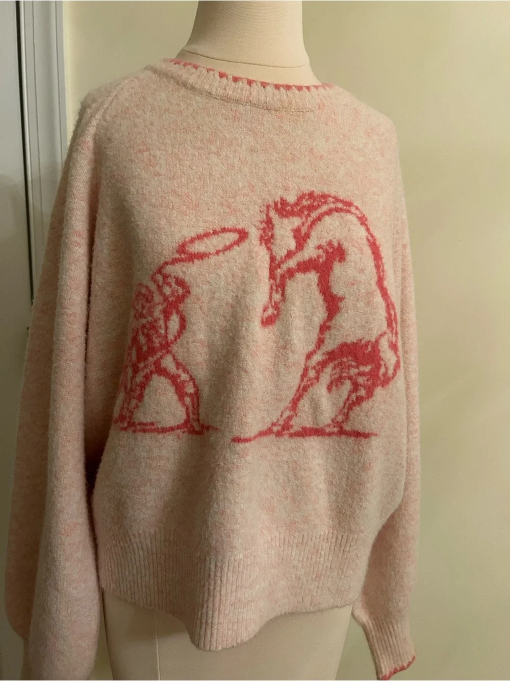 Anthropologie Flat White Cowboy Crew Neck Sweater size L - Picture 3 of 10